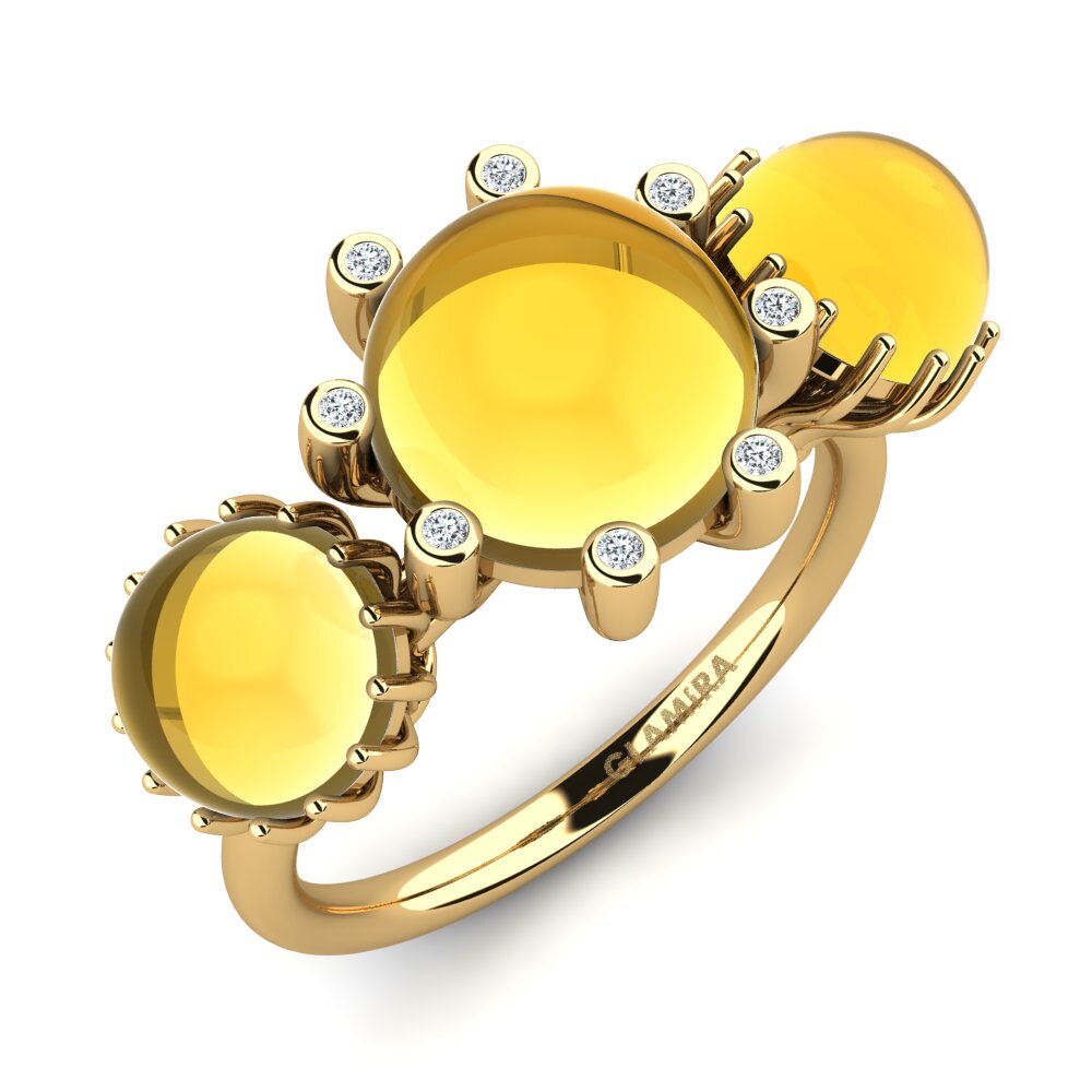 18k Oro Amarillo Citrino Cabujón Anillo Emblyn
