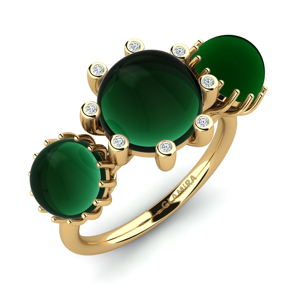Or Jaune 9k Émeraude Cabochon Bague Emblyn