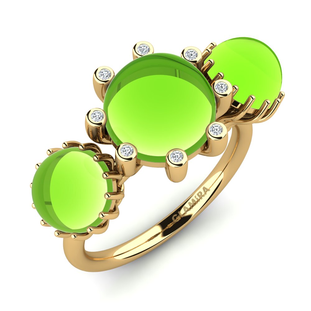 9k Oro Amarillo Peridoto Cabujón Anillo Emblyn