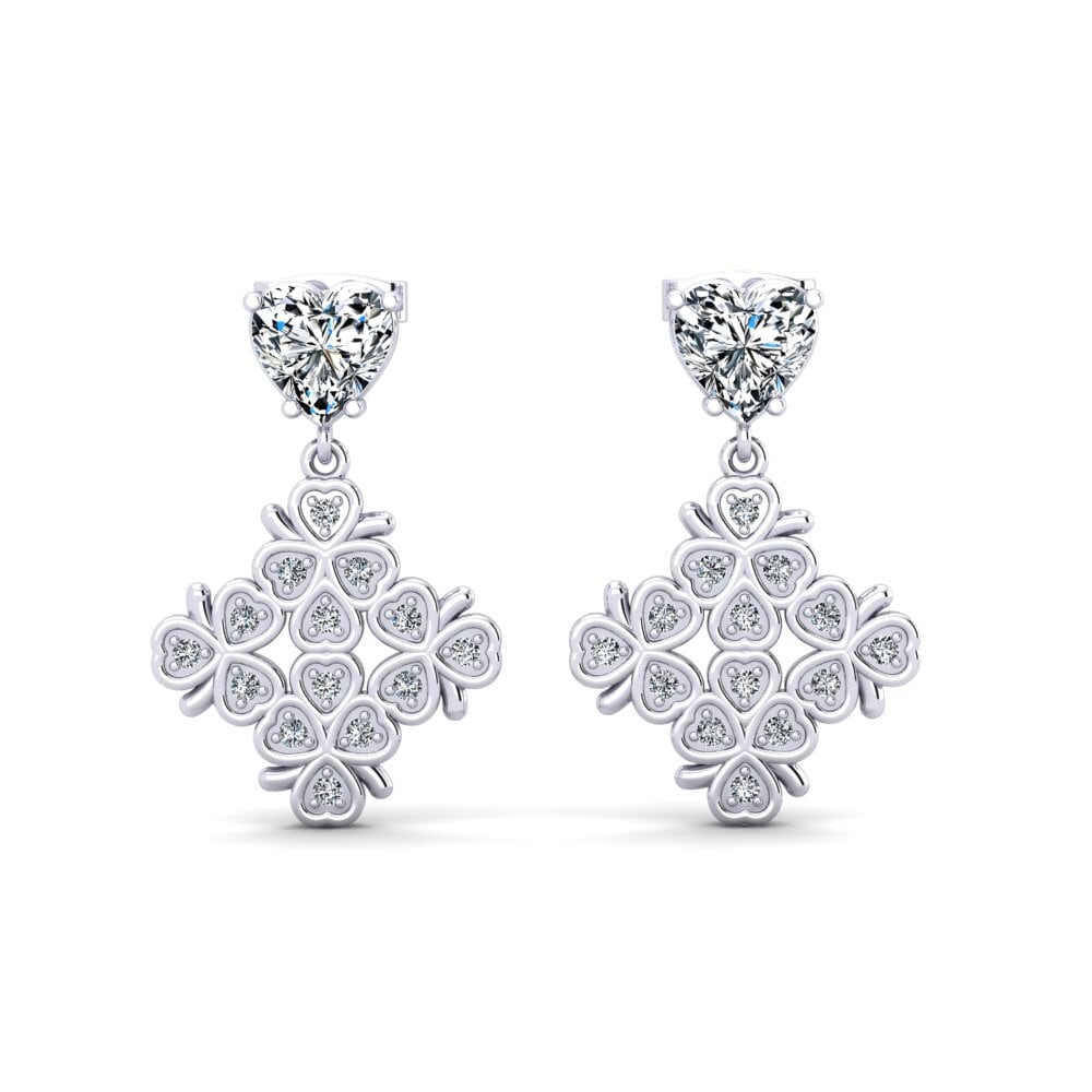 Boucles D'oreilles Clou Zircon Cubique - Argenté, Coupe Princesse - Neuf Avec étiquettes