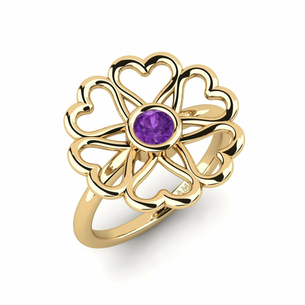 花朵 紫水晶 戒指 Emella