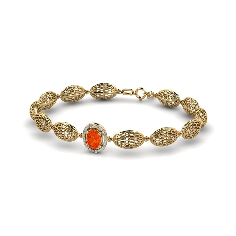 9ct Yellow Gold Fire Opal Women's Bracelet Emery