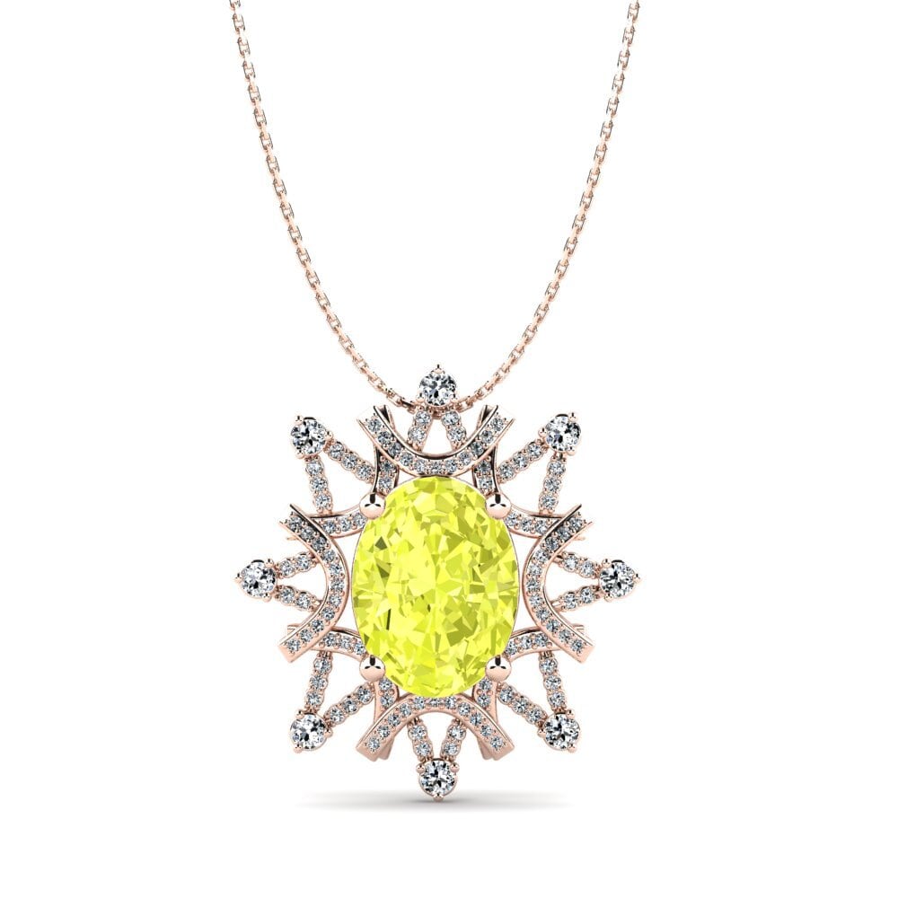 14ct Rose Gold Lemon Quartz Women's Pendant Emiko