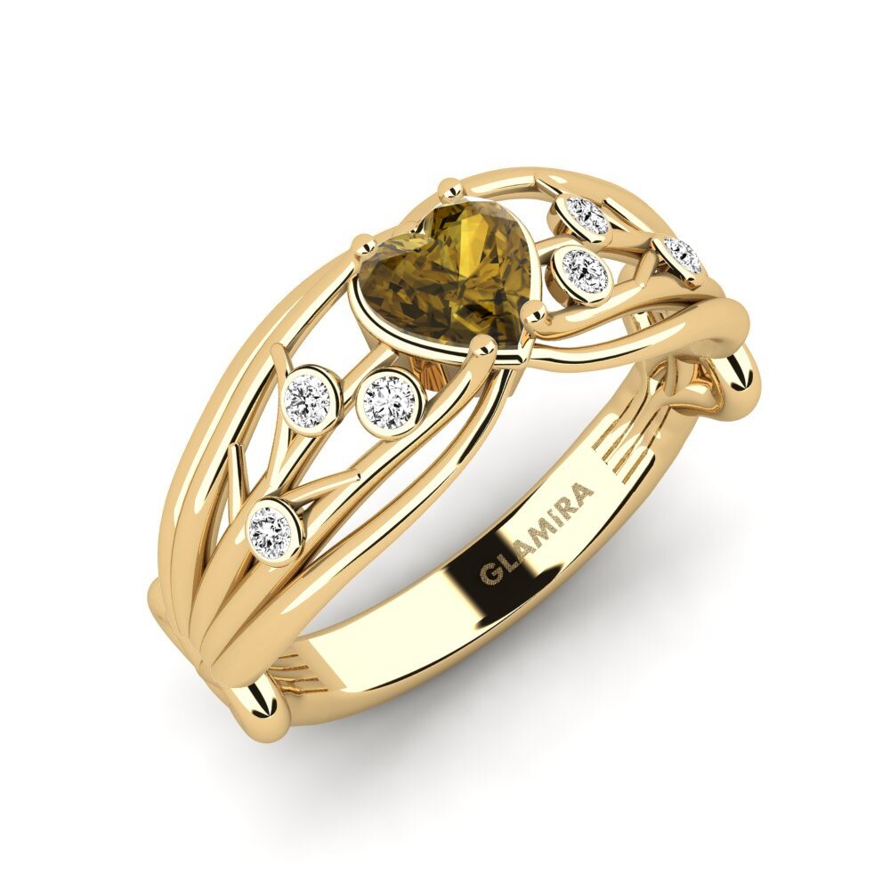 18k Oro Amarillo Circón café Anillo Emilly