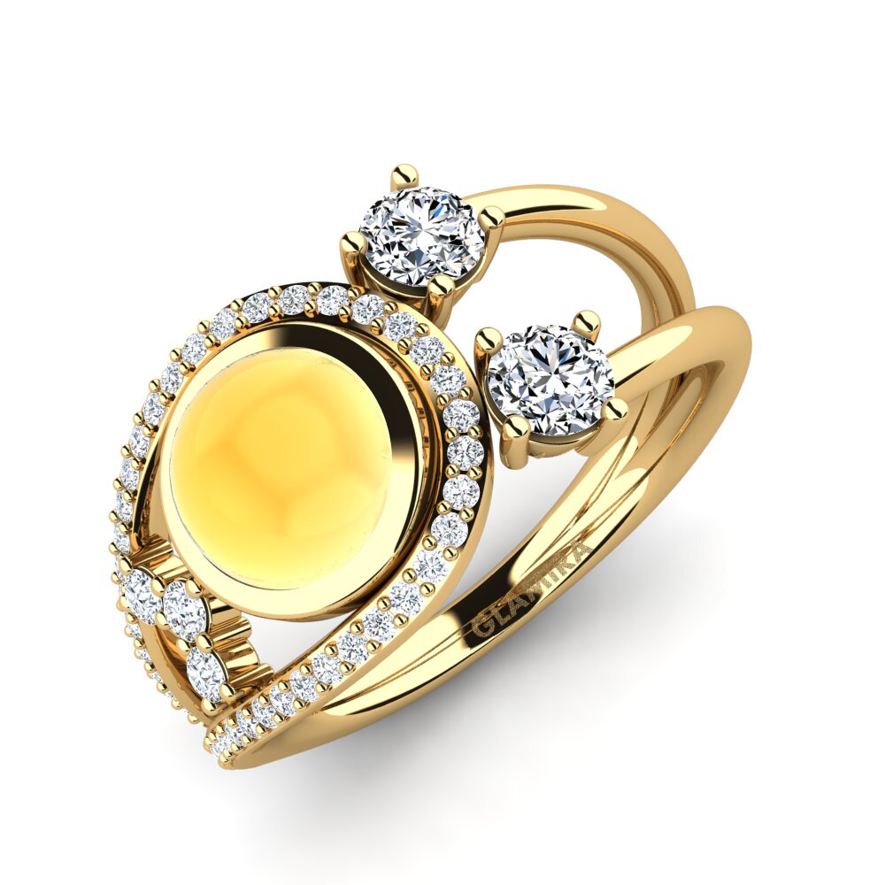 18k Oro Amarillo Citrino Cabujón Anillo Emilyah