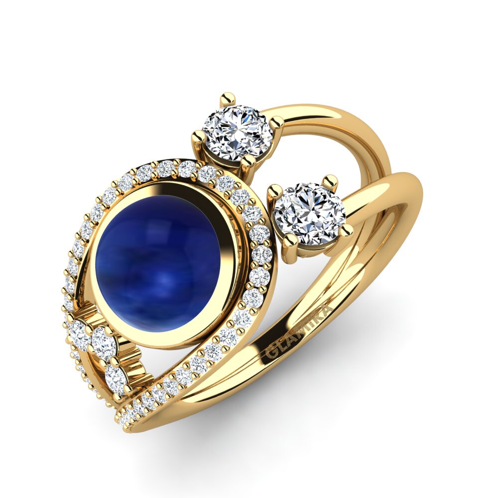 18k Oro Amarillo Zafiro Cabujón Anillo Emilyah