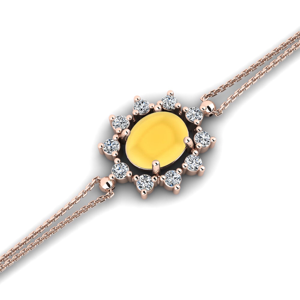 9k Oro Rosa Citrino Cabujón Pulsera de Mujer Emmie