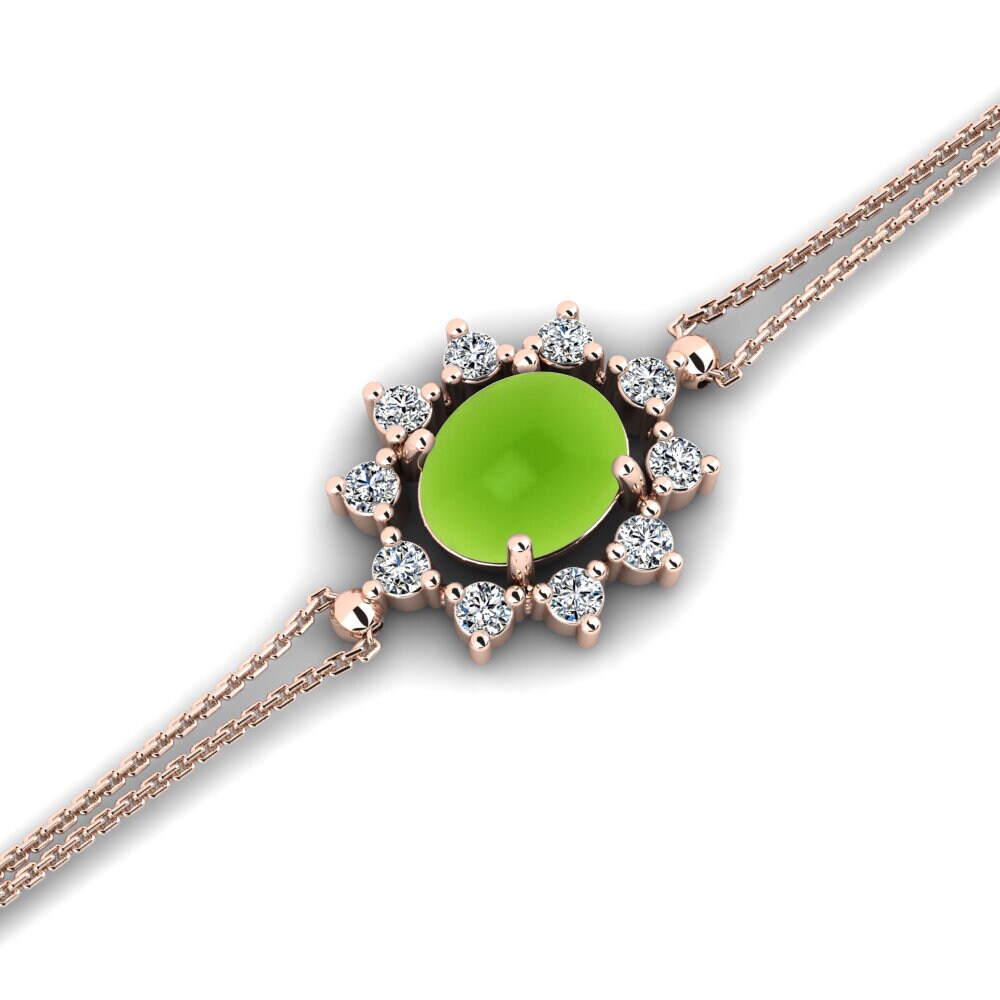 9k Oro Rosa Peridoto Cabujón Pulsera de Mujer Emmie