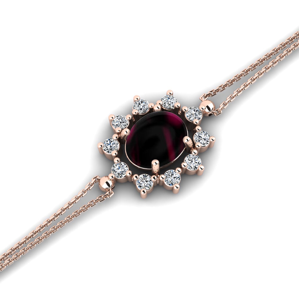 9k Oro Rosa Granate Rhodolite Cabujón Pulsera de Mujer Emmie