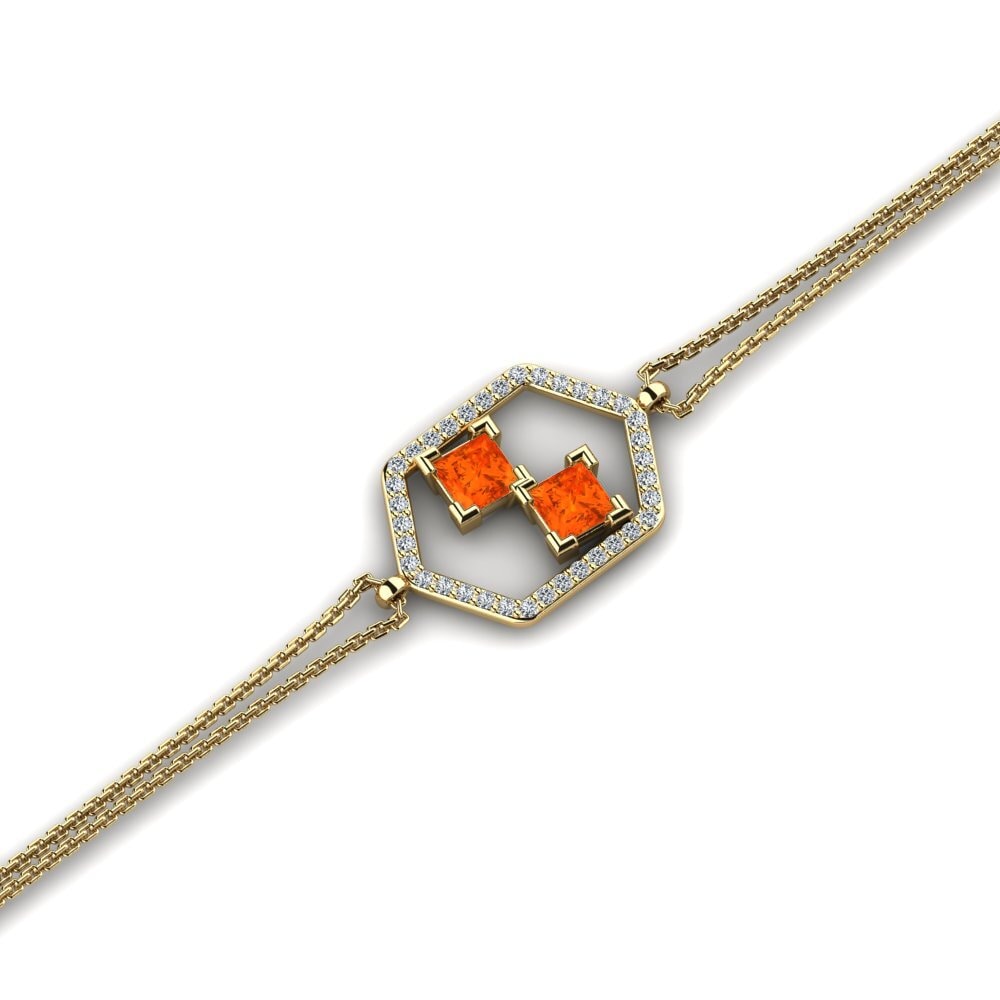 9ct Yellow Gold Fire Opal Women's Bracelet Emory