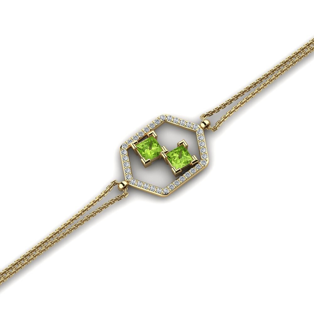 18ct Yellow Gold Peridot Women's Bracelet Emory