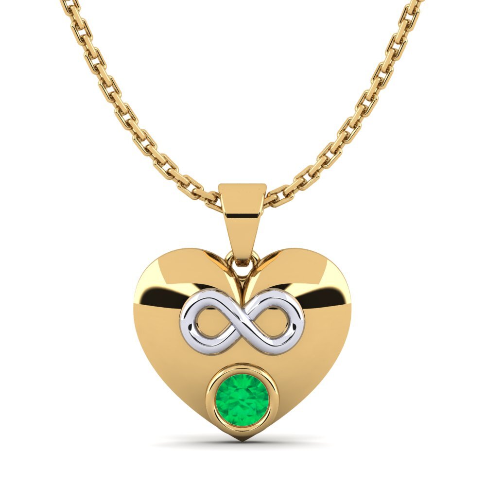 14k Oro Amarillo & Blanco Esmeralda Colgante de Mujer Emoryer