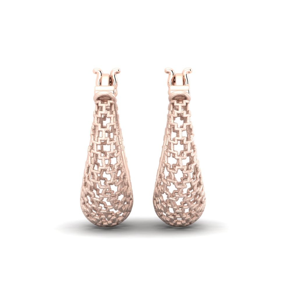 14k Oro Rosa Pendientes Empoignere