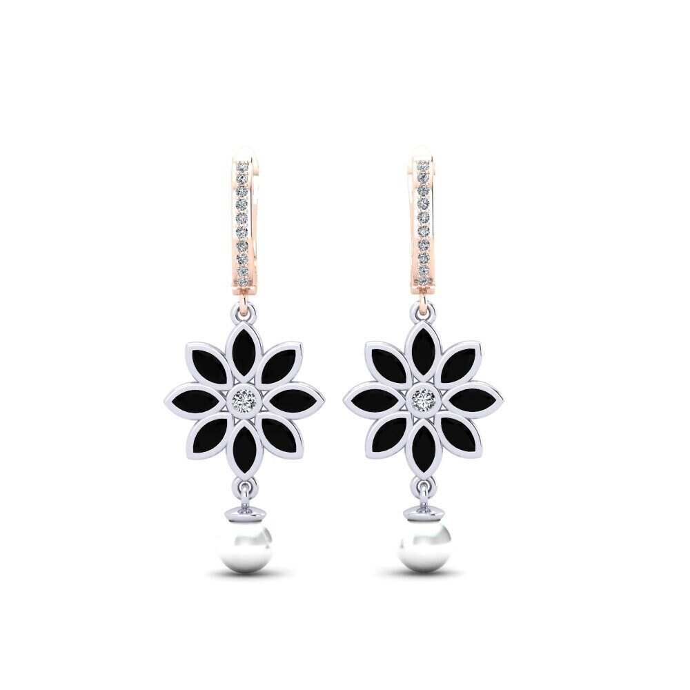 14k White & Rose Gold Black Onyx Women's Earring Encaisse