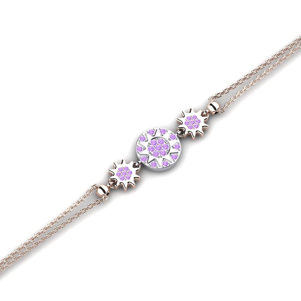 9ct Rose & White Gold Amethyst Women's Bracelet Encart