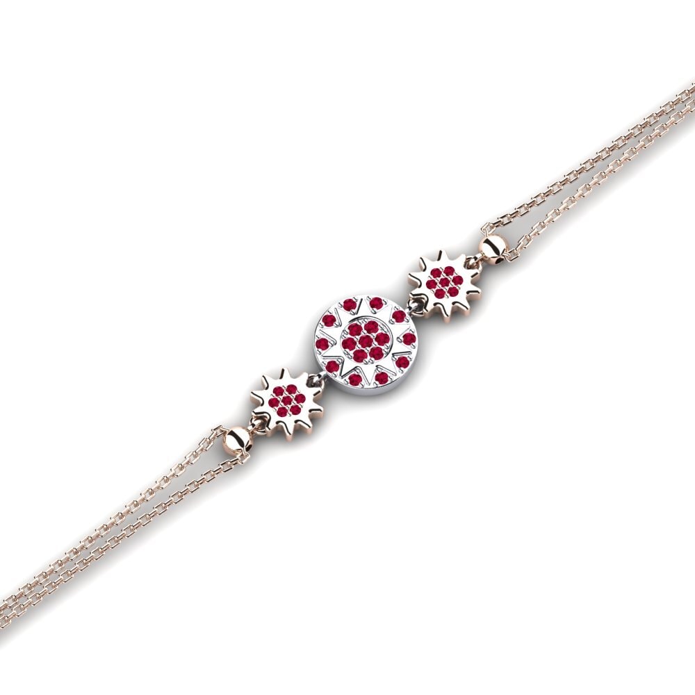 9ct Rose & White Gold Ruby Women's Bracelet Encart
