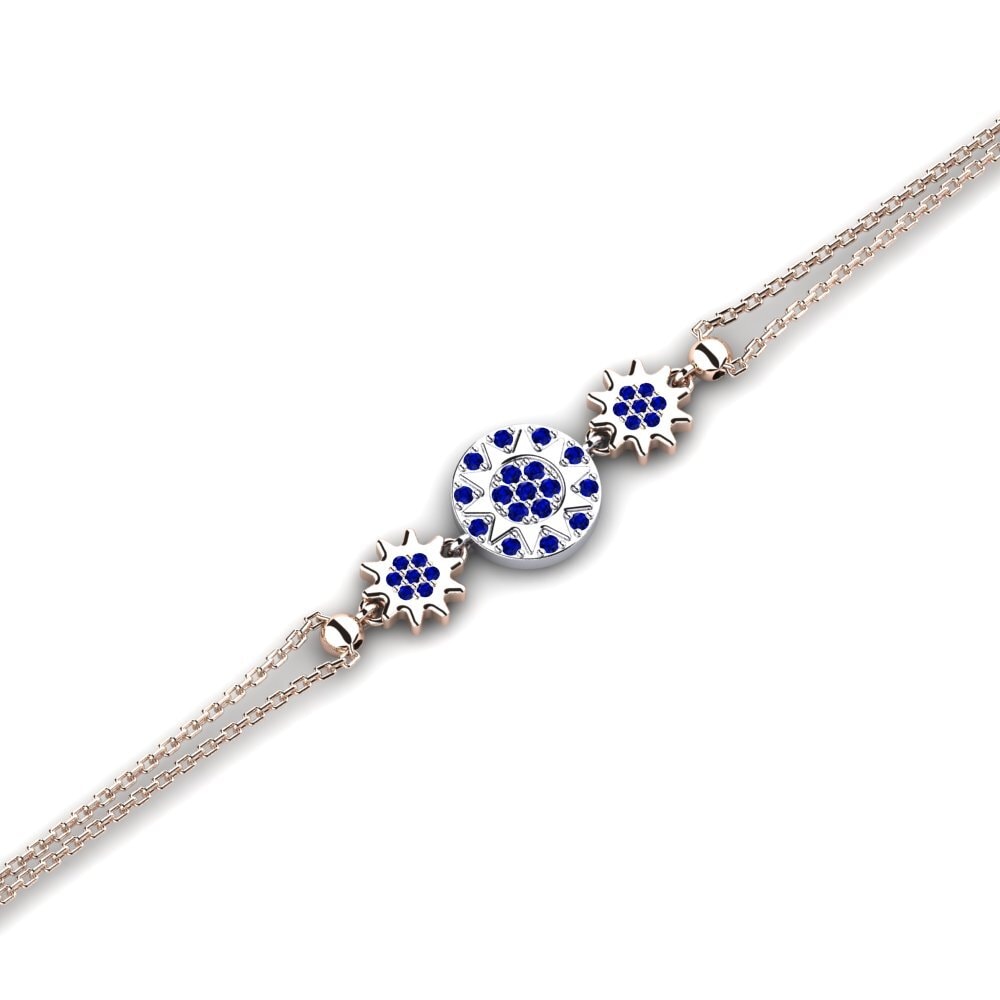 9ct Rose & White Gold Sapphire Women's Bracelet Encart