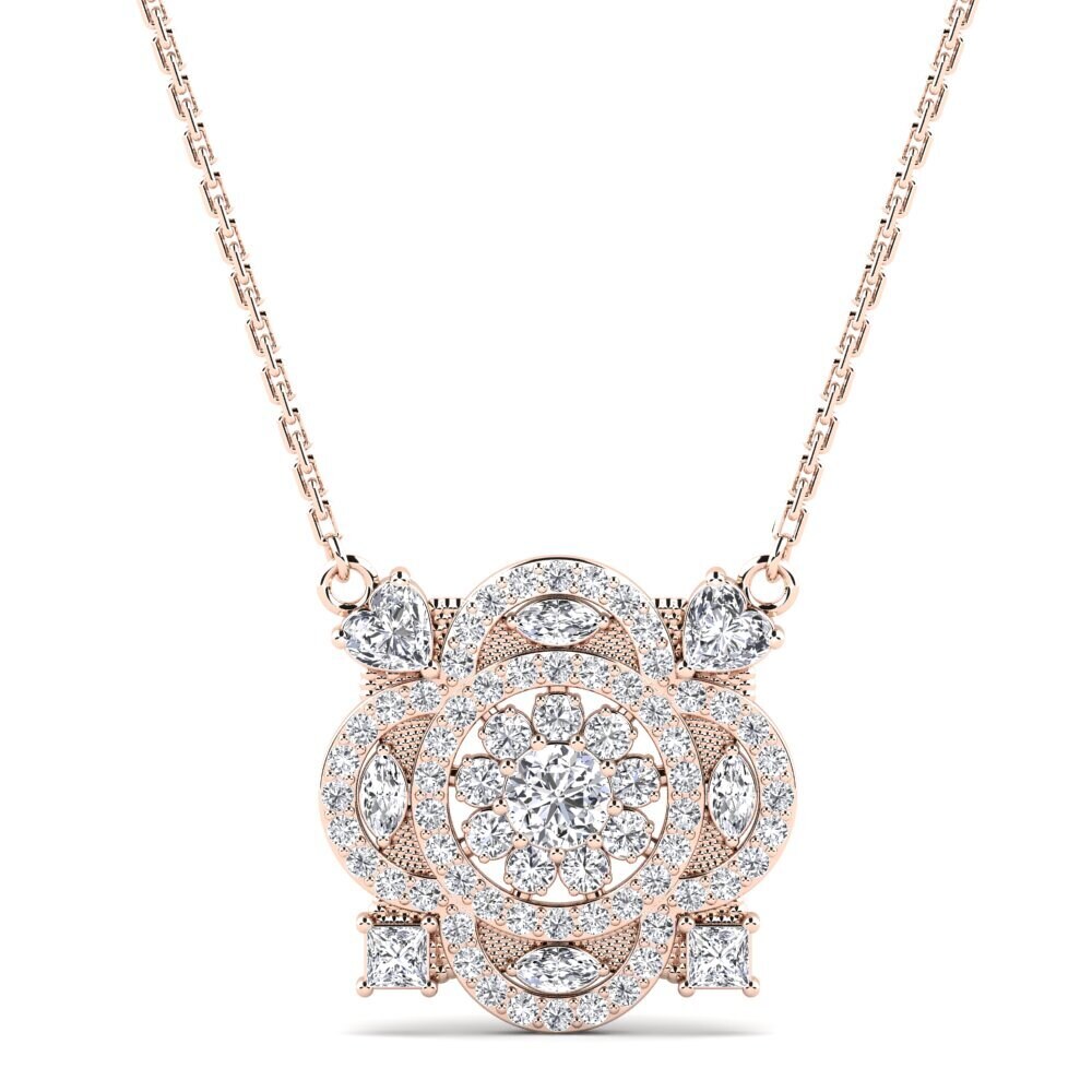 Collier En Or Rose 9 Carats (375) Avec Diamants - Longueur 43 Cm - État Impeccable