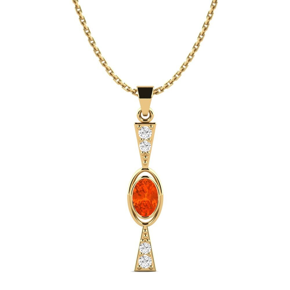 9k Oro Amarillo Ópalo Fuego Colgante de Mujer Enduitte