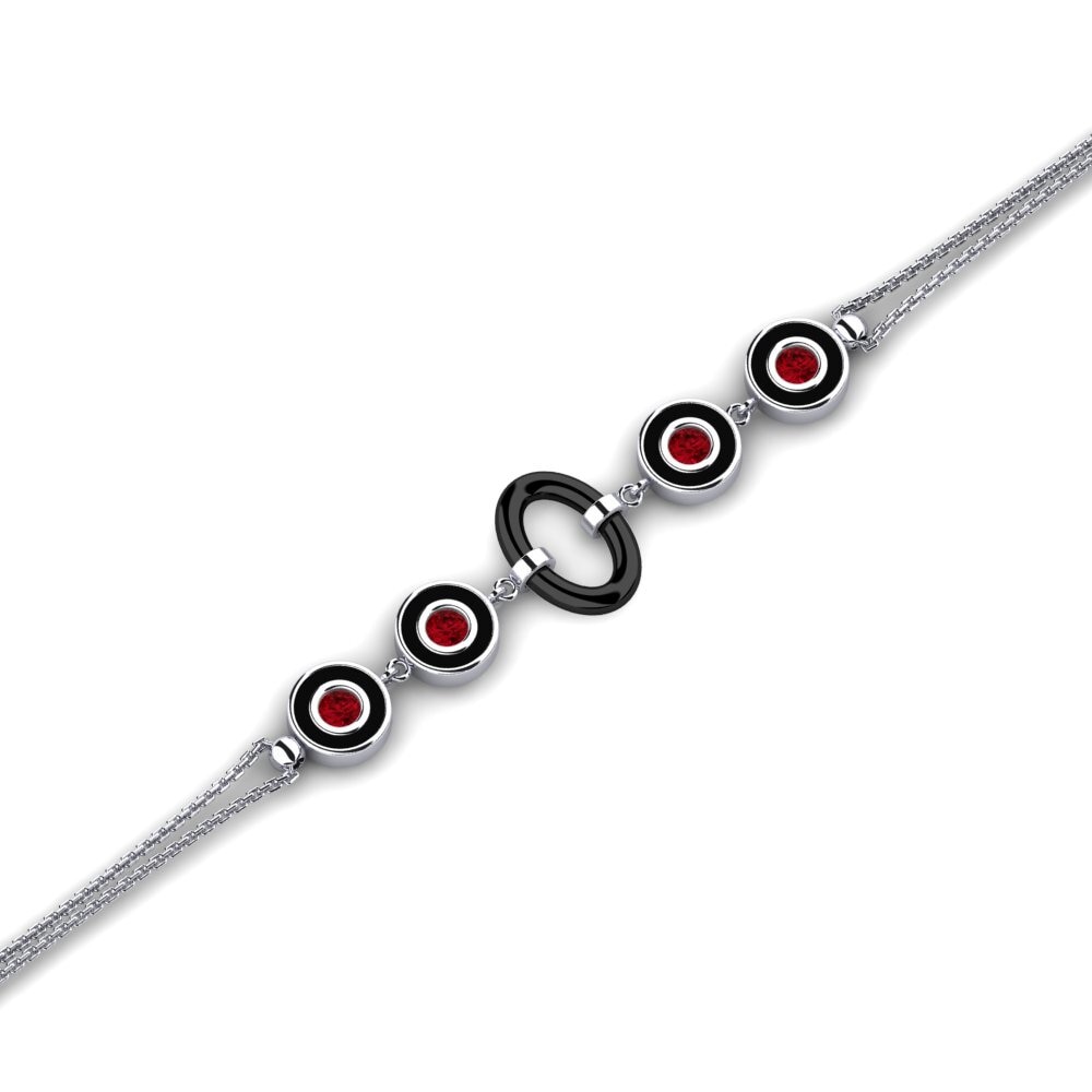 950 Palladium Red Zirconia Women's Bracelet Enea