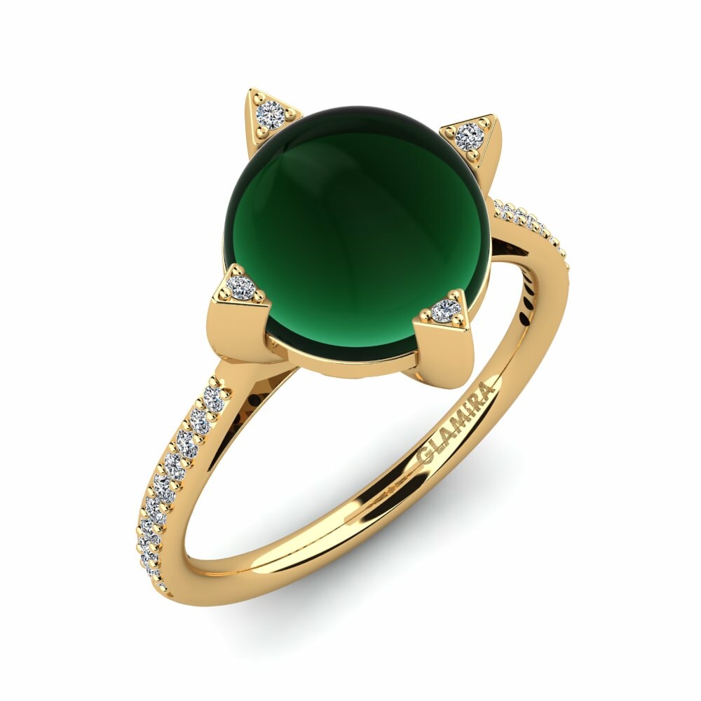Or Jaune 18k Émeraude Cabochon Bague Enedina