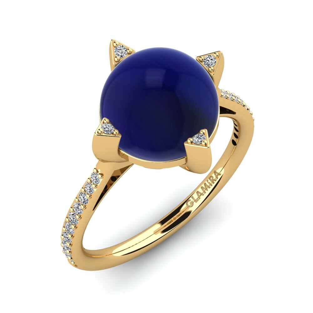 Or Jaune 18k Saphir Cabochon Bague Enedina