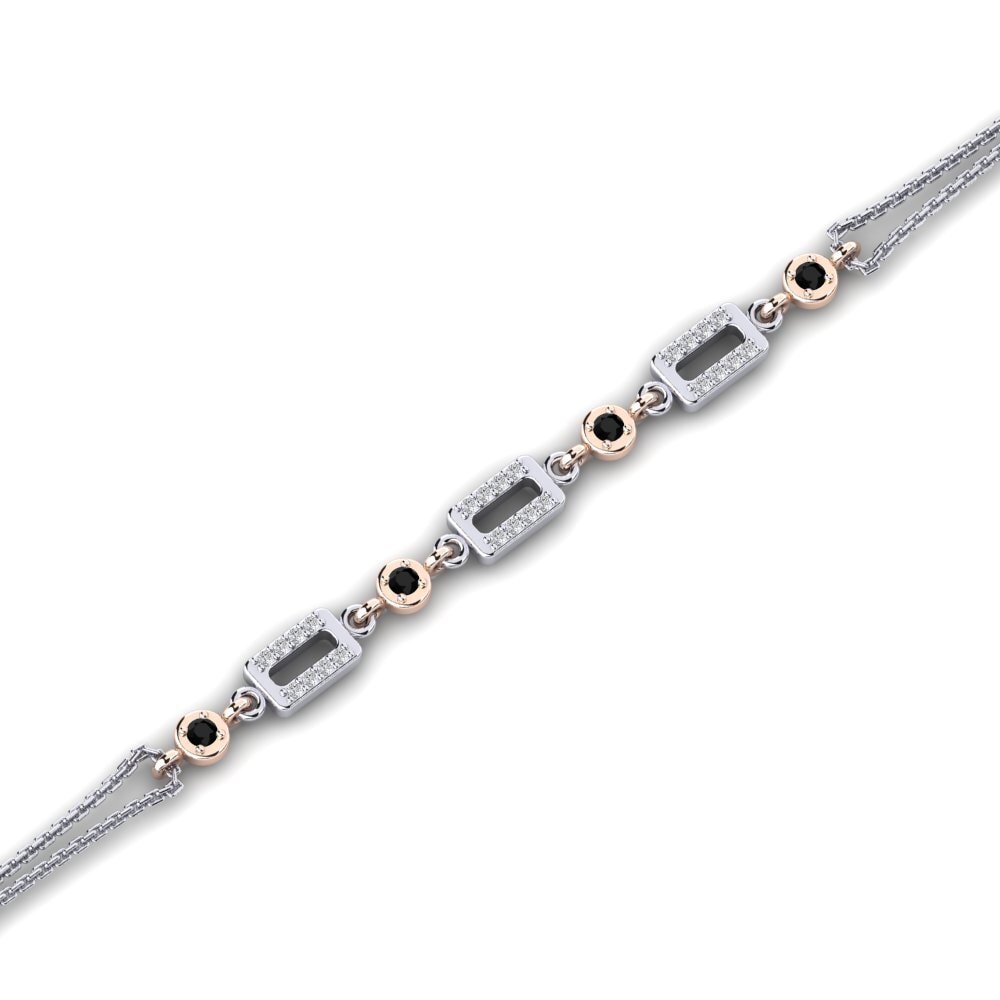 585 Bílé a červené zlato Černý diamant Dámský náramek Eneida