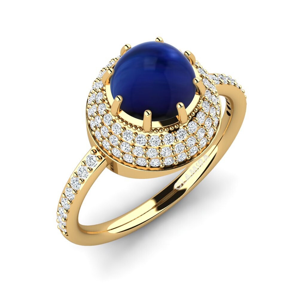 18k Oro Amarillo Zafiro Cabujón Anillo Enerant
