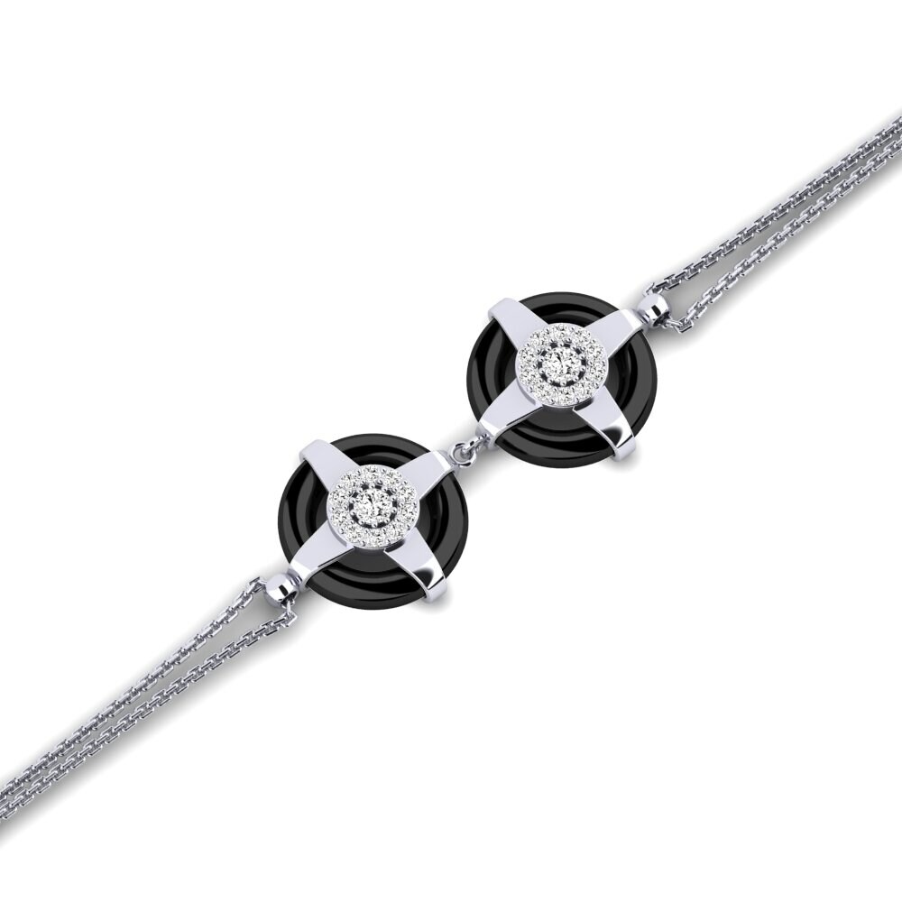 18k Oro Blanco Moissanita Pulsera de Mujer Engleman