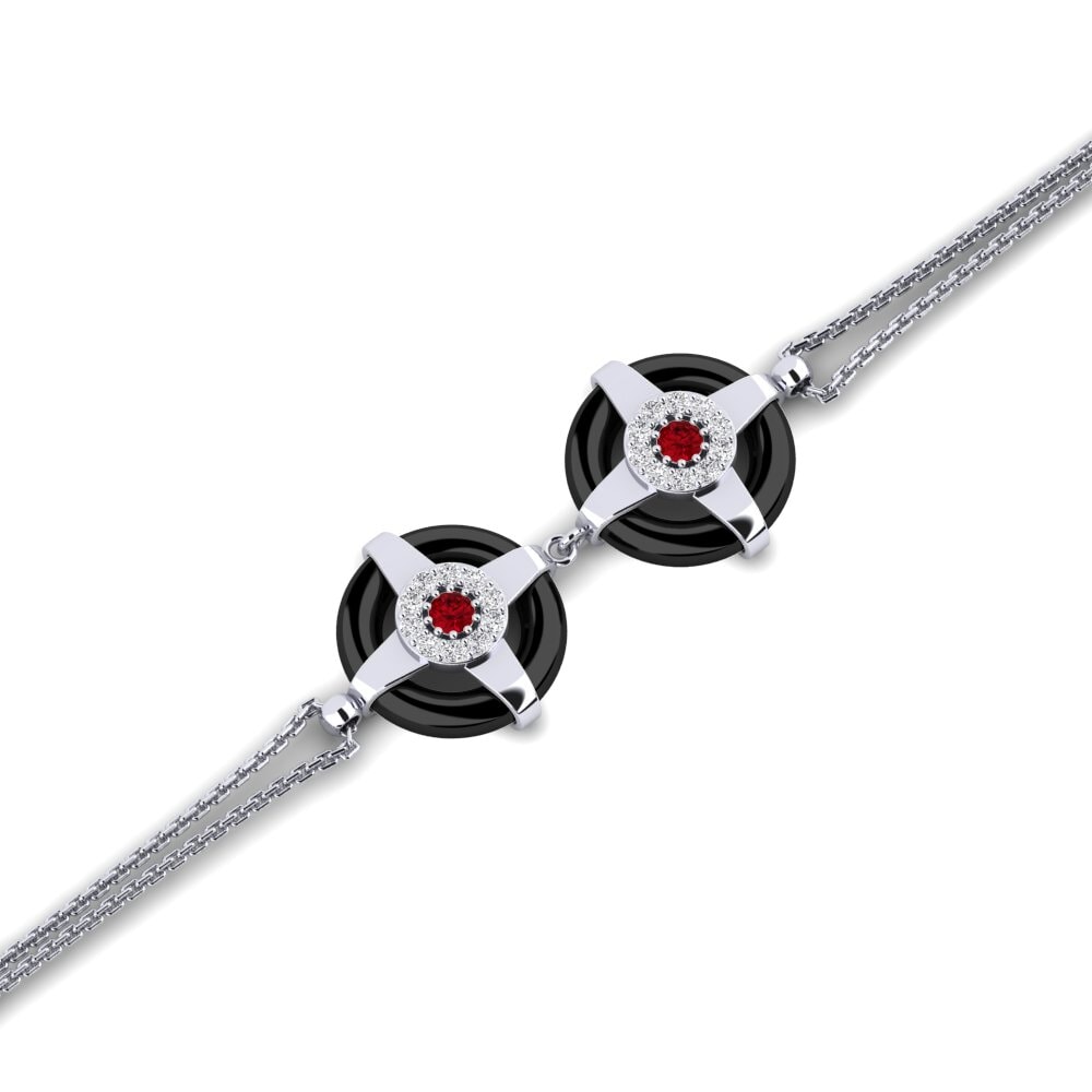 950 Palladium Red Zirconia Women's Bracelet Engleman