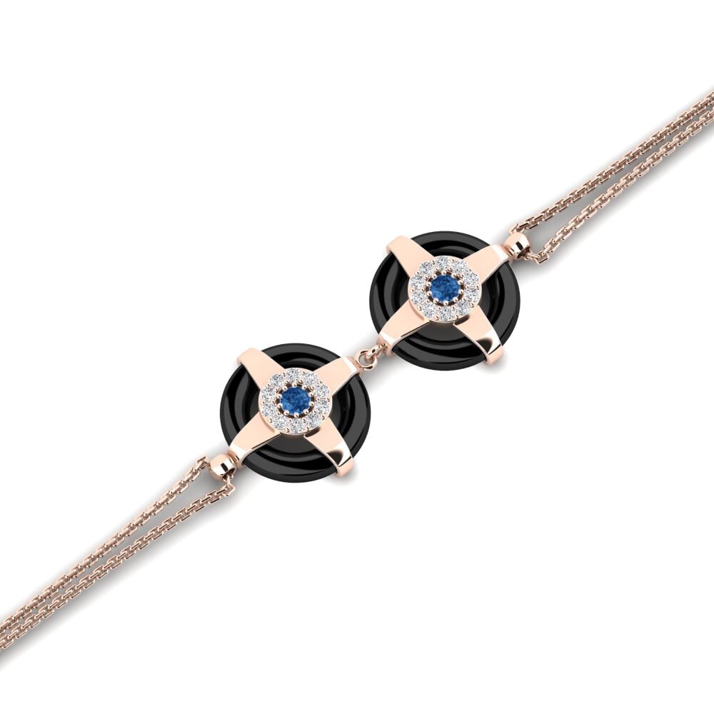 14K Rose Gold Dark Blue Zirconia Bracelet Engleman