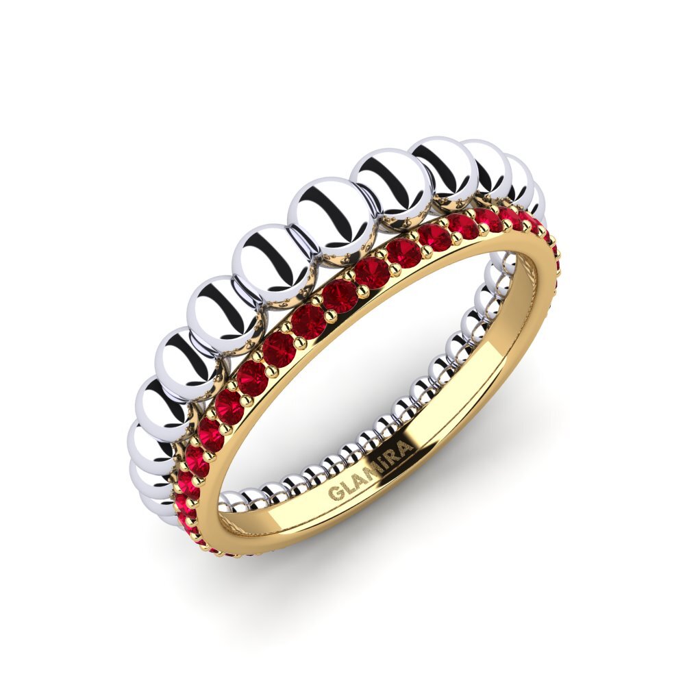 Or Jaune & Blanc 14k Zircone Rouge Bague Eniait