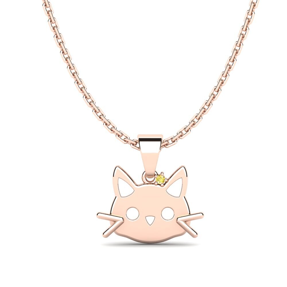 14k Oro Rosa Zafiro amarillo Colgante para Niño Enkidu