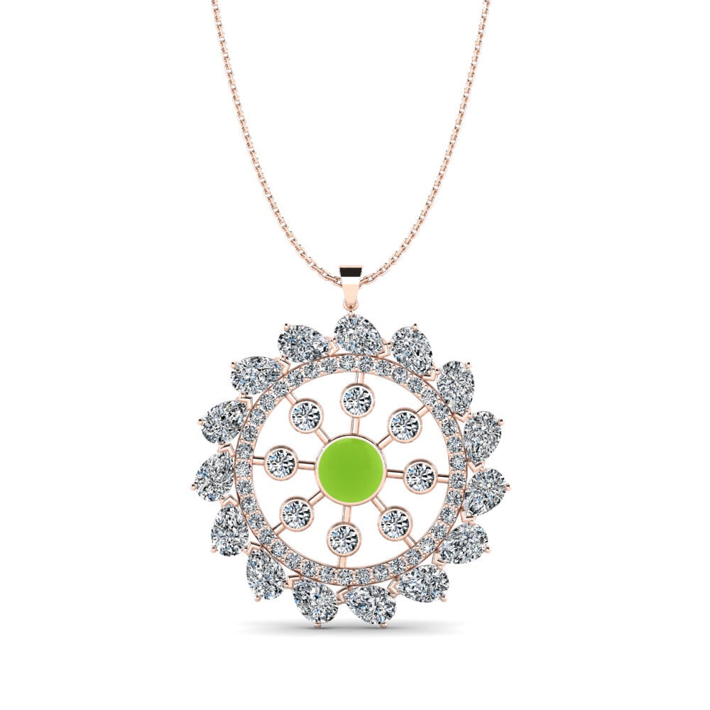 14k Oro Rosa Peridoto Cabujón Colgante de Mujer Enloe