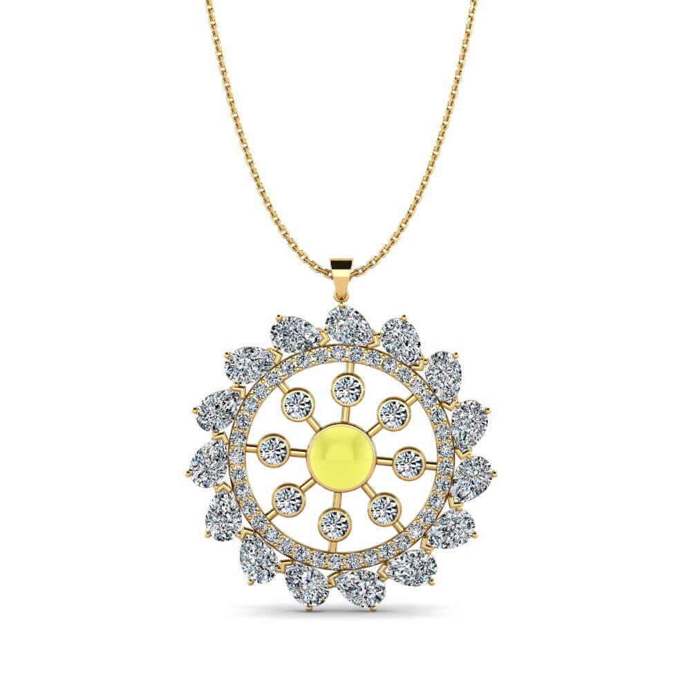 9k Oro Amarillo Topacio Limón Cabujón Colgante de Mujer Enloe