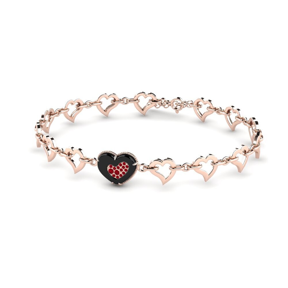 14k Oro Rosa Circonita Roja Pulsera de Mujer Enora