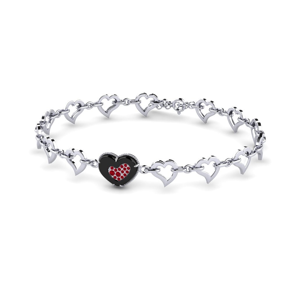 950 Palladium Red Zirconia Women's Bracelet Enora