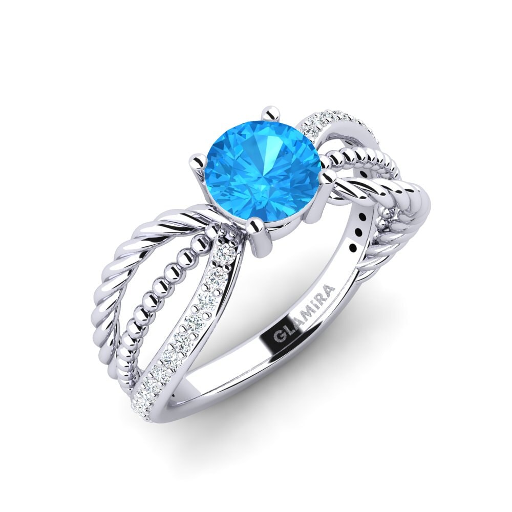 Round Blue Topaz Women's Ring Enpli