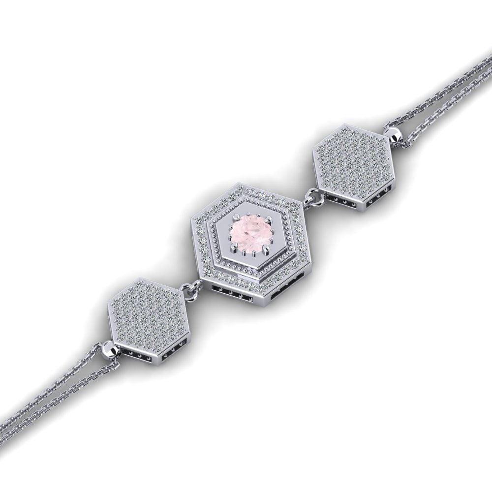White Silver Rose Quartz Women's Bracelet Enrique
