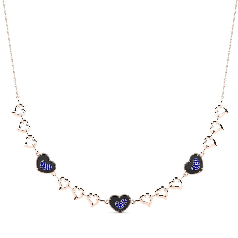 9ct Rose Gold Sapphire Women's Necklace Entibor