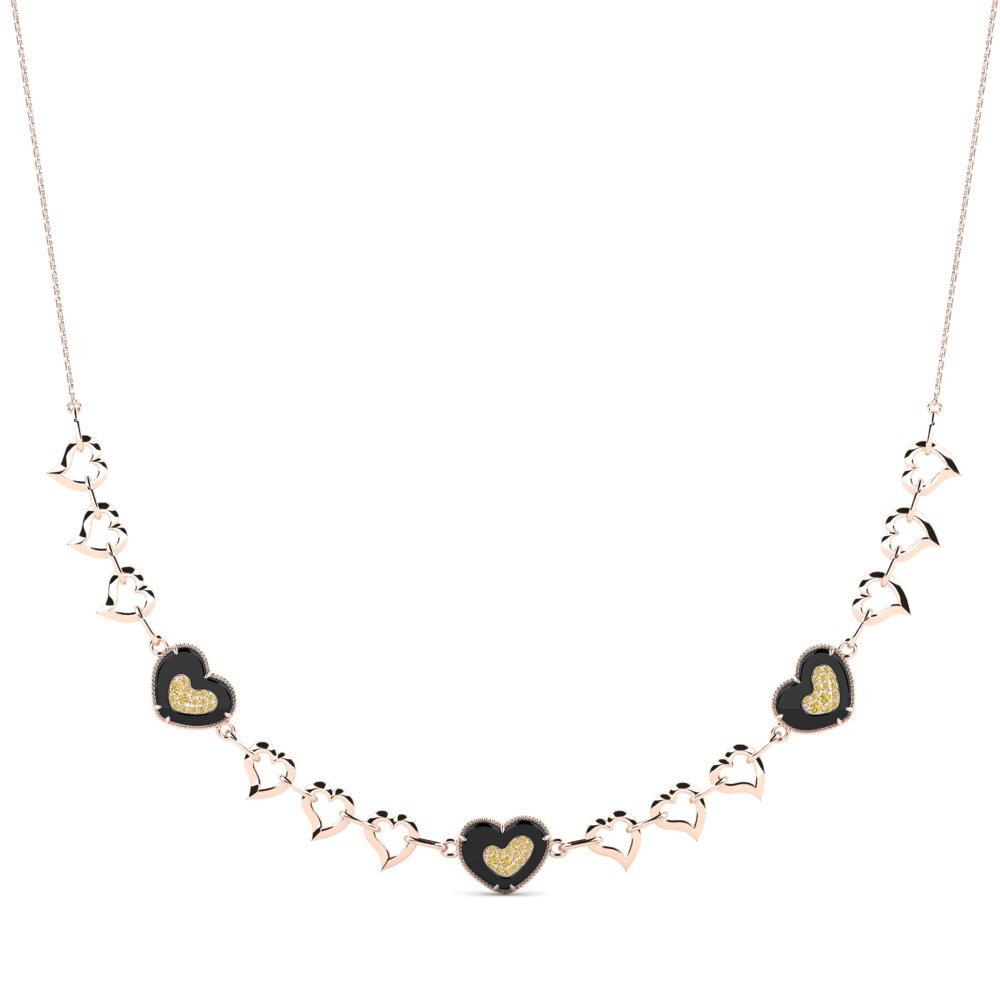 9ct Rose Gold Yellow Diamond Women's Necklace Entibor