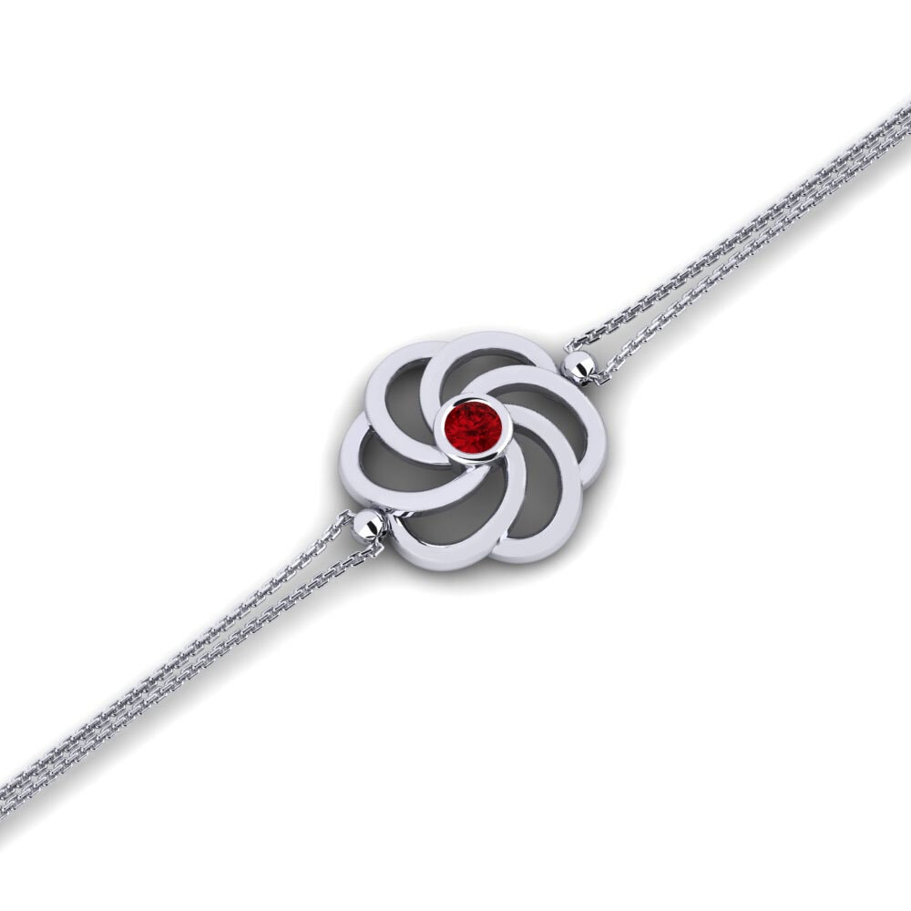 925 Prata de lei Zircônia Vermelha Pulseira Feminino Entraintren