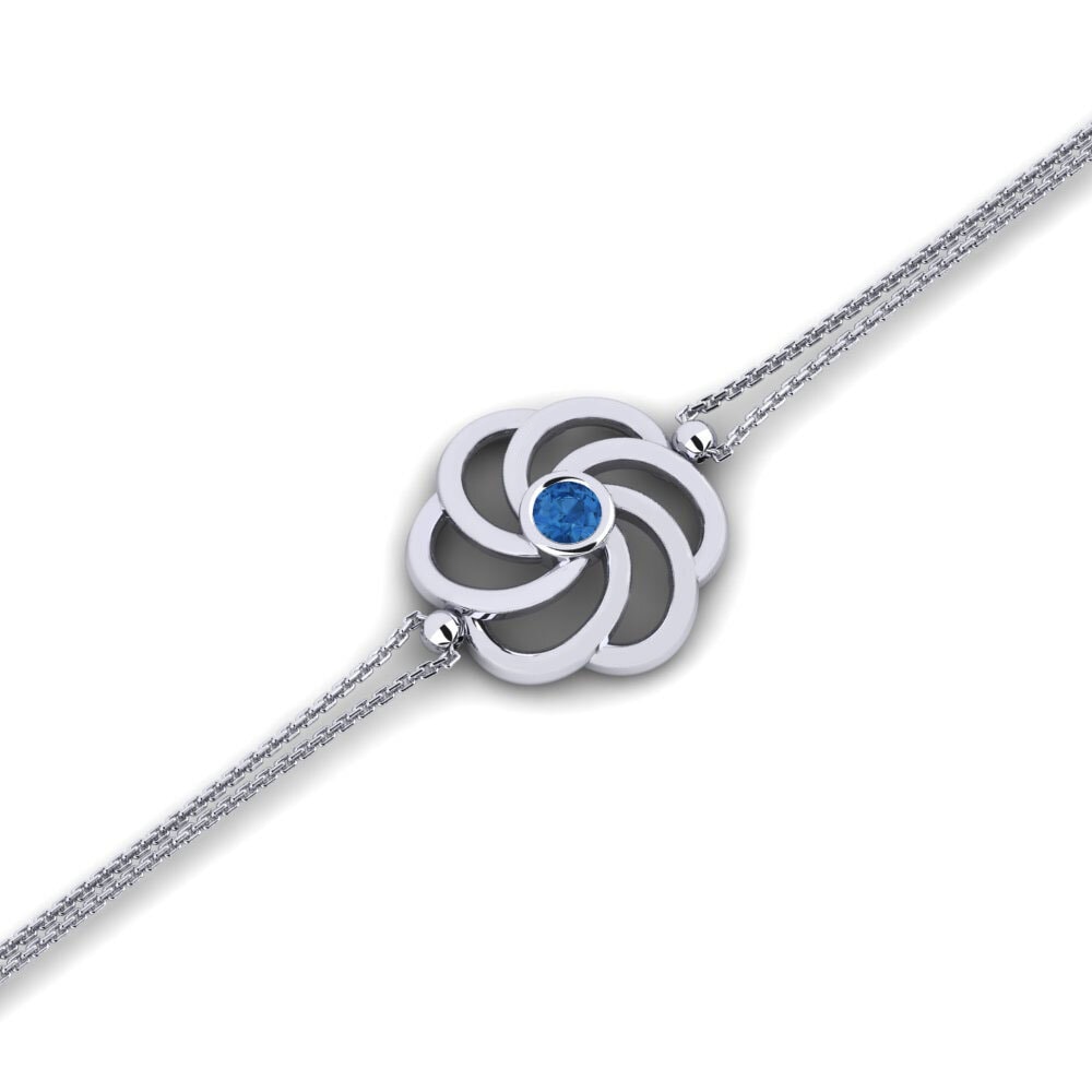 925 Prata de lei Zircônia azul escuro Pulseira Feminino Entraintren