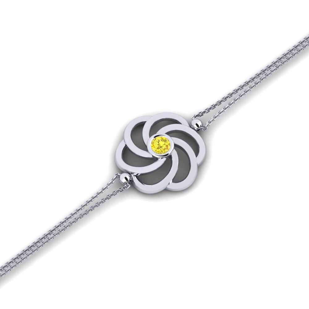 White Silver Yellow Sapphire Women's Bracelet Entraintren