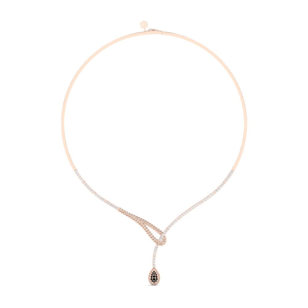 9ct Rose Gold Black Onyx Collier Entwine