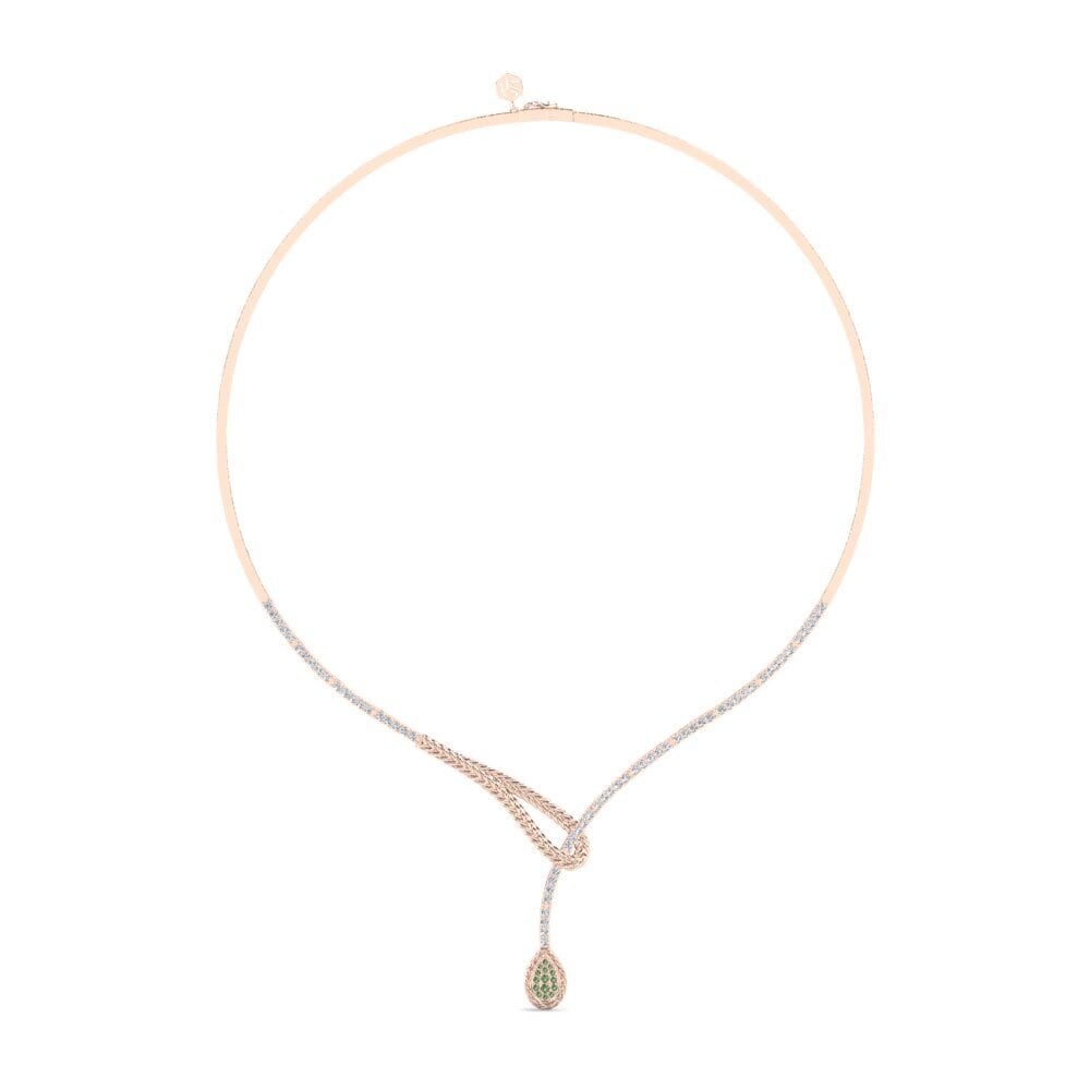 18ct Rose Gold Green Diamond Collier Entwine