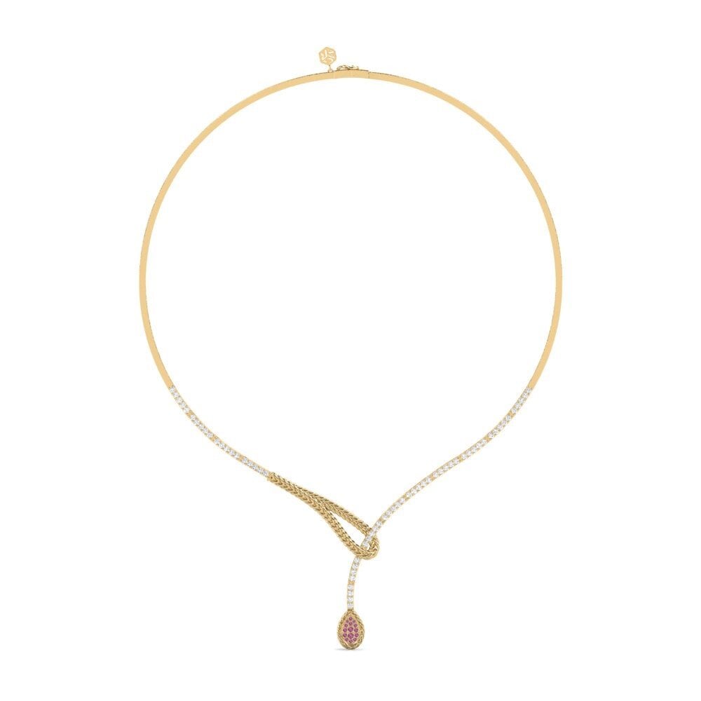 18ct Yellow Gold Rhodolite Garnet Collier Entwine