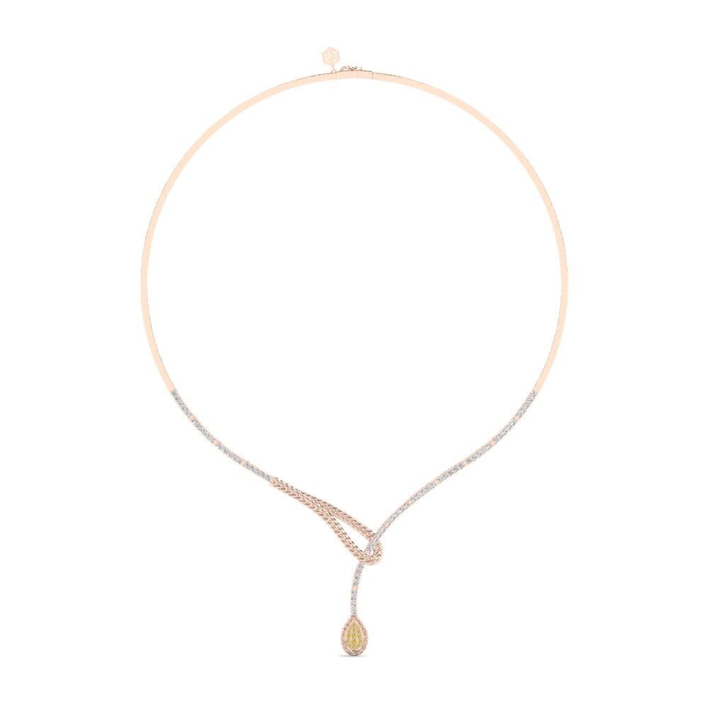 9ct Rose Gold Yellow Diamond Collier Entwine