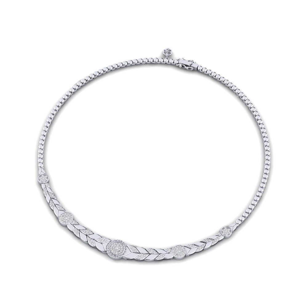 9ct White Gold Zirconia Collier Entwist