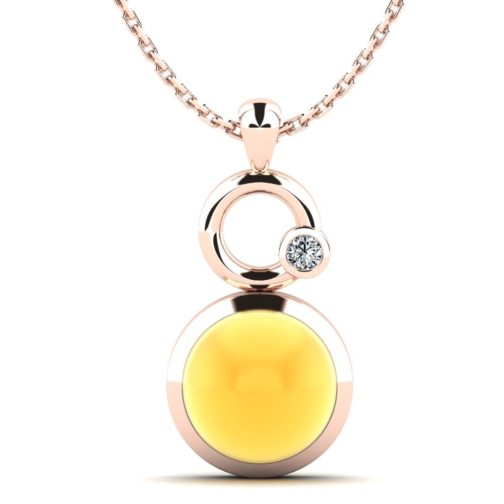 14k Oro Rosa Citrino Cabujón Colgante de Mujer Eos